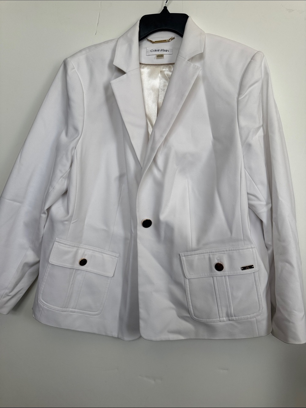 Calvin Klein White Single-Button Blazer Jacket